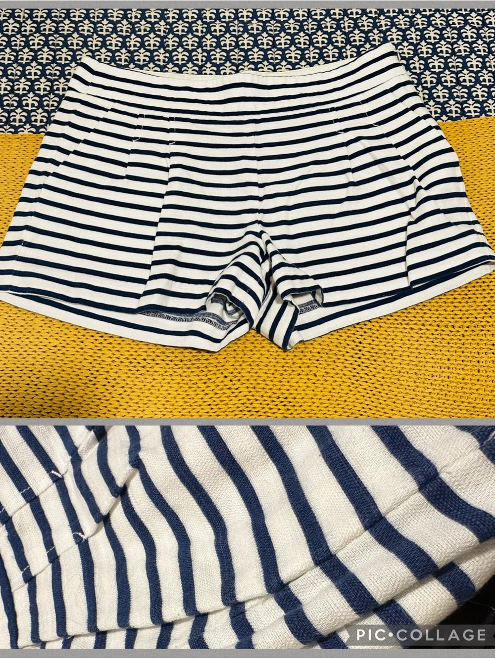 J. Crew Navy & White Striped Linen Blend Shorts